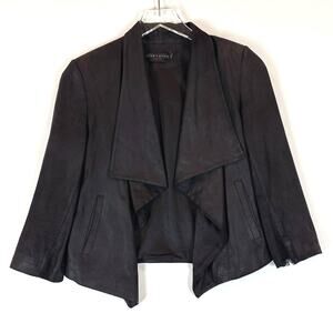 Alice + Olivia 100% Lamb Leather Open Front Jacket XS Biker Punk Goth Retro
